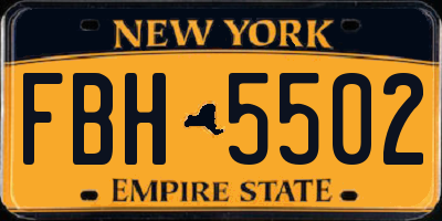 NY license plate FBH5502