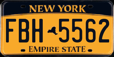 NY license plate FBH5562