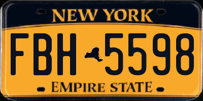 NY license plate FBH5598