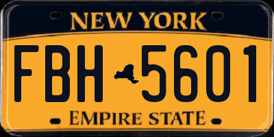 NY license plate FBH5601