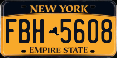 NY license plate FBH5608