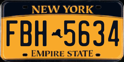 NY license plate FBH5634