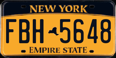 NY license plate FBH5648