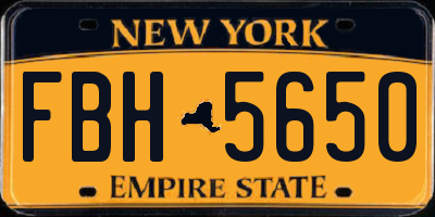 NY license plate FBH5650