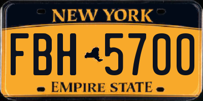 NY license plate FBH5700
