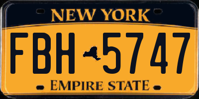 NY license plate FBH5747