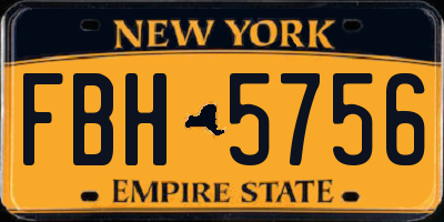 NY license plate FBH5756