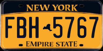 NY license plate FBH5767