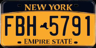 NY license plate FBH5791
