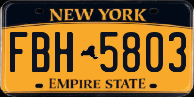 NY license plate FBH5803