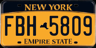 NY license plate FBH5809