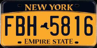 NY license plate FBH5816
