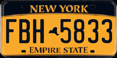 NY license plate FBH5833