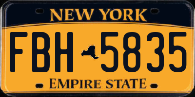 NY license plate FBH5835