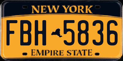NY license plate FBH5836
