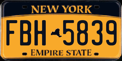 NY license plate FBH5839