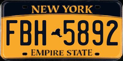 NY license plate FBH5892