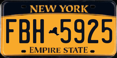 NY license plate FBH5925