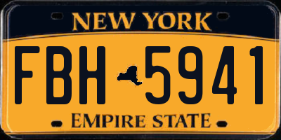NY license plate FBH5941