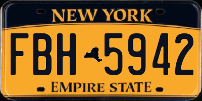 NY license plate FBH5942
