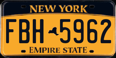 NY license plate FBH5962