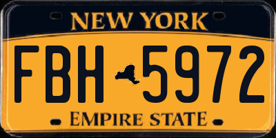 NY license plate FBH5972