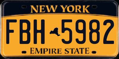 NY license plate FBH5982