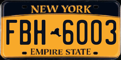NY license plate FBH6003