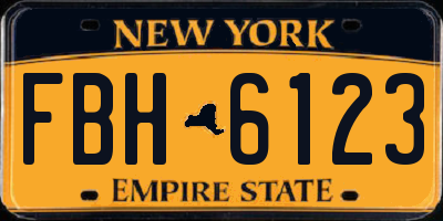 NY license plate FBH6123