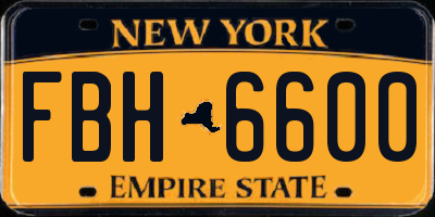 NY license plate FBH6600