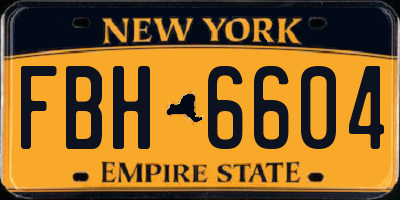 NY license plate FBH6604