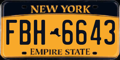 NY license plate FBH6643