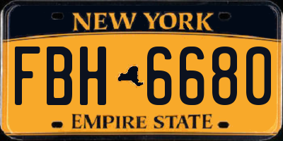 NY license plate FBH6680