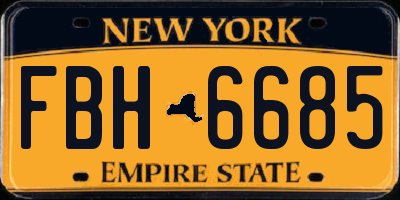 NY license plate FBH6685