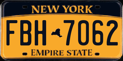 NY license plate FBH7062