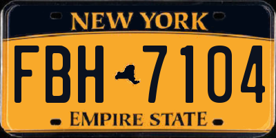 NY license plate FBH7104