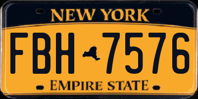 NY license plate FBH7576