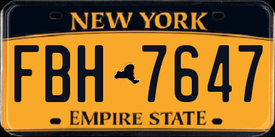 NY license plate FBH7647