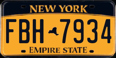 NY license plate FBH7934