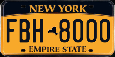 NY license plate FBH8000