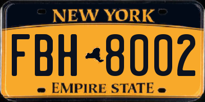 NY license plate FBH8002