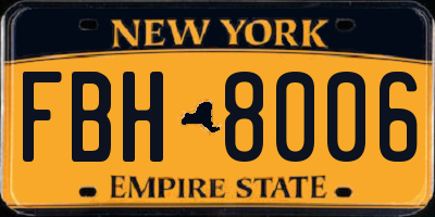 NY license plate FBH8006