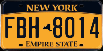 NY license plate FBH8014