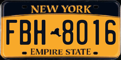 NY license plate FBH8016