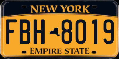 NY license plate FBH8019