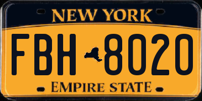 NY license plate FBH8020
