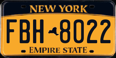 NY license plate FBH8022