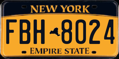 NY license plate FBH8024