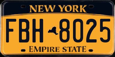 NY license plate FBH8025
