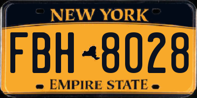 NY license plate FBH8028